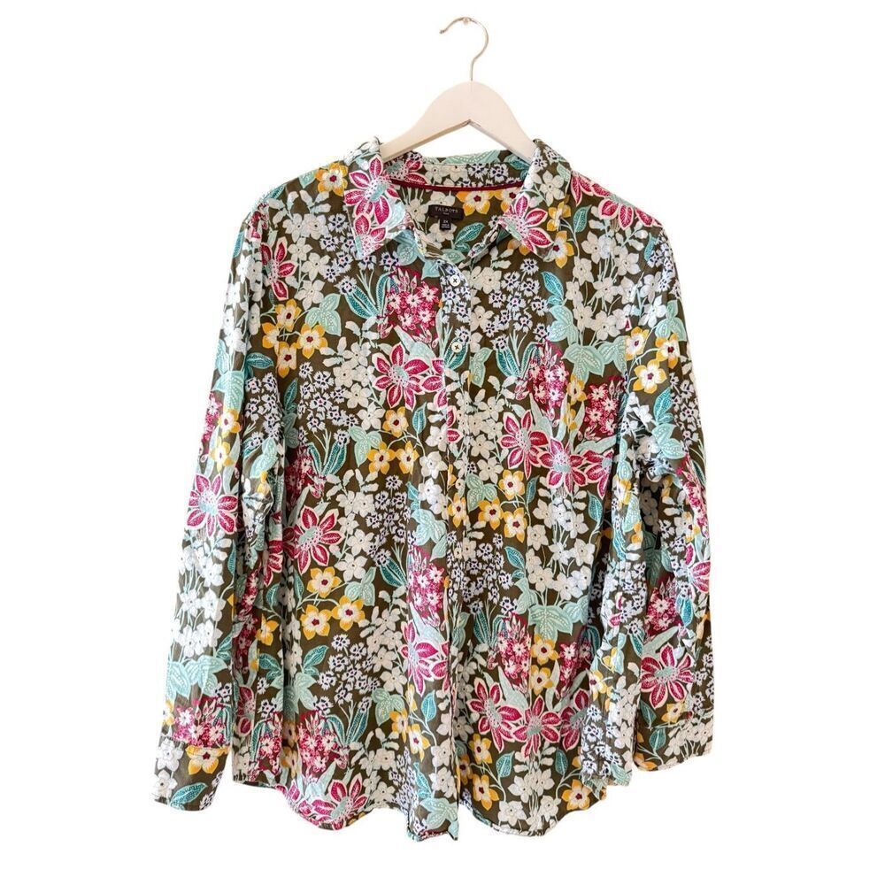 Talbots Cotton Blend Floral Lightweight Button-Up Shirt Plus  Sz 2X #2499